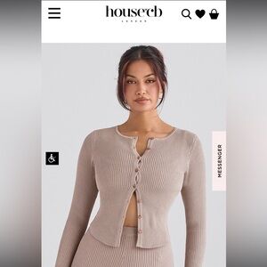 House of CB TAUPE RIBBED KNIT CARDIGAN